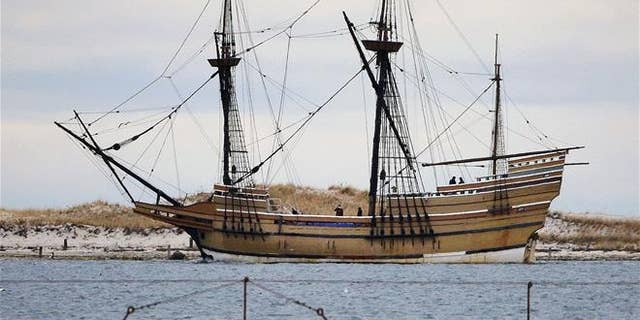 The Mayflower II, a replica of the original ship that brought the Pilgrims to Massachusetts in 1620, is seen in Plymouth, Mass., in 2014.