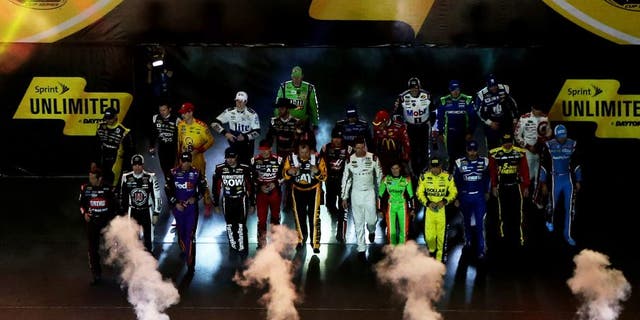 DAYTONA BEACH, FL - FEBRUARY 14: A view of driver introductions prior to the 3rd Annual Sprint Unlimited at Daytona at Daytona International Speedway on February 14, 2015 in Daytona Beach, Florida. (Photo by Sean Gardner/NASCAR via Getty Images)