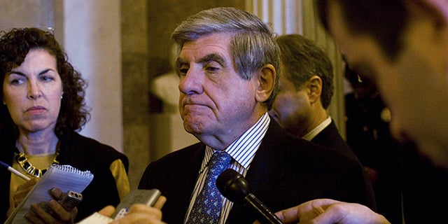 Nov. 3: Sen. Ben. Nelson talks to reporters about health care on Capitol Hill. (AP)