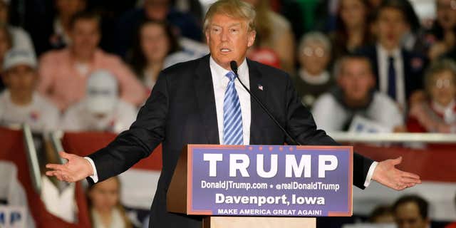 Dec. 5, 2015: Republican presidential candidate Donald Trump speaks during a campaign rally in Davenport, Iowa.