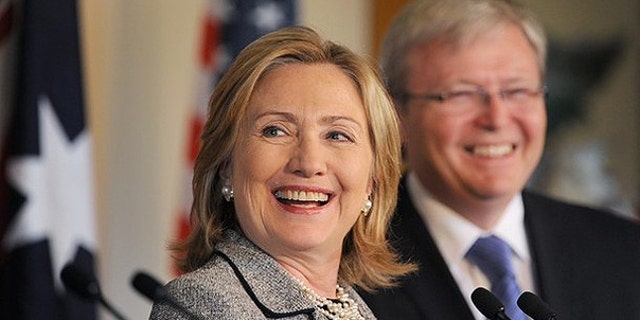 Dec. 8: U.S. Secretary of State Hillary Clinton (L) and Australia's Foreign Minister Kevin Rudd (R) give a joint press conference after the annual AUSMIN defence and security talks in Melbourne.