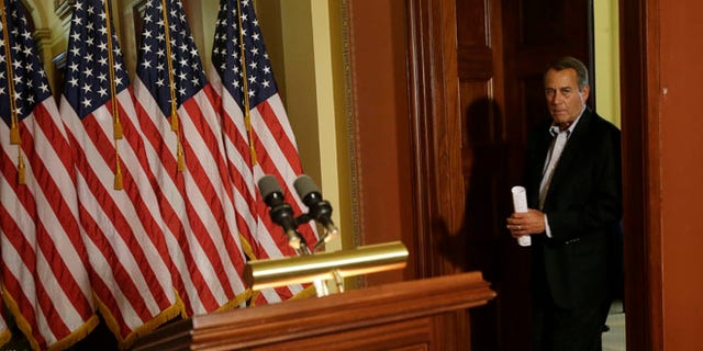 Dec. 7, 2012: House Speaker John Boehner of Ohio arrives for a news conference on Capitol Hill in Washington.