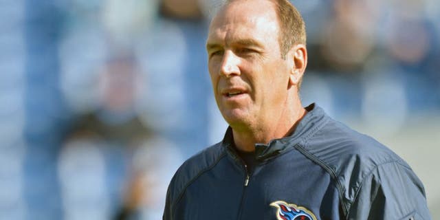 Dec 2, 2015; Nashville, TN, USA; Tennessee Titans interim head coach Mike Mularkey during warm ups prior to the game against the Jacksonville Jaguars at Memorial Gym. Mandatory Credit: Jim Brown-USA TODAY Sports