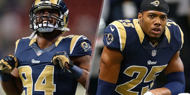 ST. LOUIS, MO - DECEMBER 11: Robert Quinn #94 of the St. Louis Rams warms up before a game against the Arizona Cardinals at the Edward Jones Dome on December 11, 2014 in St. Louis, Missouri. (Photo by Michael Thomas/Getty Images) ST. LOUIS, MO - NOVEMBER 30: T.J. McDonald #25 of the St. Louis Rams looks on during pre-game warm-ups prior to playing against the Oakland Raiders at the Edward Jones Dome on November 30, 2014 in St. Louis, Missouri. (Photo by Dilip Vishwanat/Getty Images)