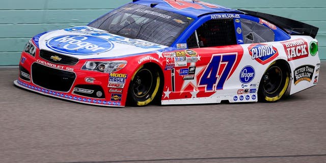 HOMESTEAD, FL - NOVEMBER 20: AJ Allmendinger, driver of the #47 Kroger/Scott Products Chevrolet, practices for the NASCAR Sprint Cup Series Ford EcoBoost 400 at Homestead-Miami Speedway on November 20, 2015 in Homestead, Florida. (Photo by Chris Trotman/NASCAR via Getty Images)