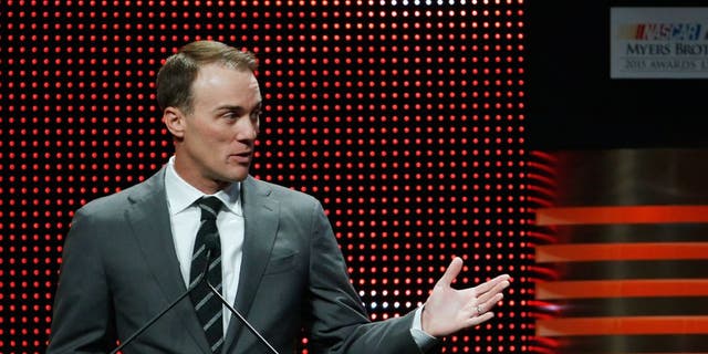 LAS VEGAS, NV - DECEMBER 03: NASCAR Sprint Cup Series driver Kevin Harvick speaks onstage during the 2015 NASCAR NMPA Myers Brothers Awards Luncheon at Encore Las Vegas on December 3, 2015 in Las Vegas, Nevada. (Photo by Brian Lawdermilk/NASCAR via Getty Images)