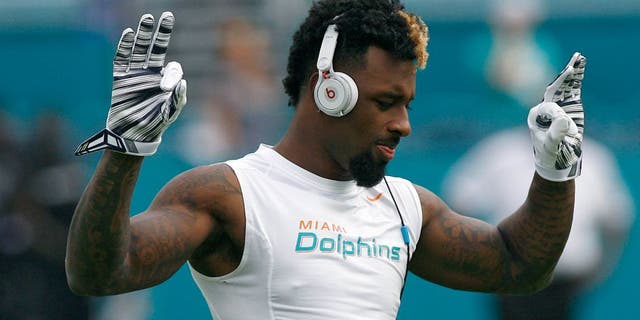 Dec 6, 2015; Miami Gardens, FL, USA; Miami Dolphins wide receiver Jarvis Landry before playing against the Baltimore Ravens at Sun Life Stadium. Mandatory Credit: Andrew Innerarity-USA TODAY Sports