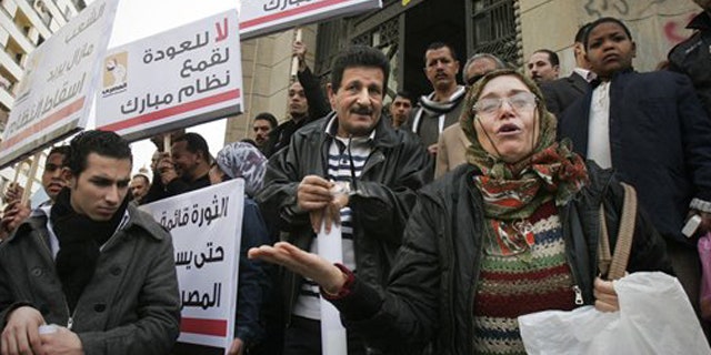 January 2, 2012: Supporters of the Egyptian Social Democratic party attend a demonstration calling for human rights in Cairo Egypt.