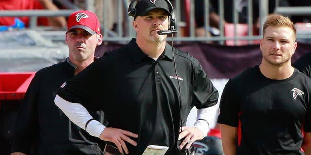 Dec 6, 2015; Tampa, FL, USA; Atlanta Falcons head coach Dan Quinn during the first quarter at Raymond James Stadium. Mandatory Credit: Kim Klement-USA TODAY Sports
