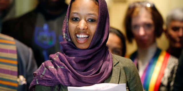 Dec. 16, 2015: Wheaton College associate professor Larycia Hawkins talks to reporters during a news conference in Chicago.