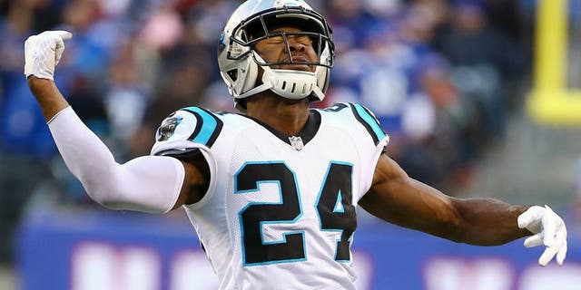 EAST RUTHERFORD, NJ - DECEMBER 20: Josh Norman #24 of the Carolina Panthers reacts during their game against the New York Giants at MetLife Stadium on December 20, 2015 in East Rutherford, New Jersey. (Photo by Al Bello/Getty Images)