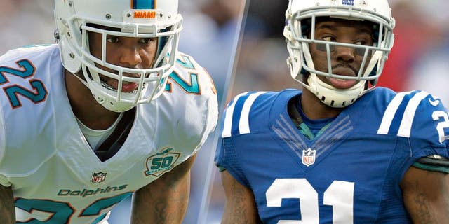 MIAMI GARDENS, FL - NOVEMBER 22: Jamar Taylor #22 of the Miami Dolphins in action against the Dallas Cowboys during the game at Sun Life Stadium on November 22, 2015 in Miami Gardens, Florida. Dallas defeated Miami 24-14. (Photo by Joe Robbins/Getty Images) NASHVILLE, TN - DECEMBER 28: Vontae Davis #21 of the Indianapolis Colts at the line of scrimmage in the first quarter of a game against the Tennessee Titans at LP Field on December 28, 2014 in Nashville, Tennessee. The Colts defeated the Titans 27-10. (Photo by Wesley Hitt/Getty Images)