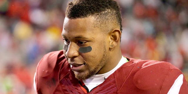 Nov 22, 2014; Fayetteville, AR, USA; Arkansas Razorbacks running back Jonathan Williams after the game against the Ole Miss Rebels at Donald W. Reynolds Razorback Stadium. Arkansas defeated Mississippi 30-0. Mandatory Credit: Nelson Chenault-USA TODAY Sports