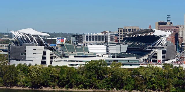 Sep 16, 2012; Cincinnati, OH, USA; Exterior view of Paul Brown Stadium prior to an NFL game between the Cleveland Browns at Cincinnati Bengals. Mandatory Credit: Andrew Weber-US Presswire