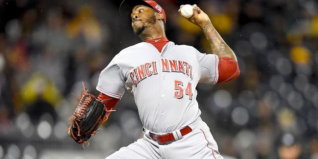 PITTSBURGH, PA - OCTOBER 2: Aroldis Chapman #54 of the Cincinnati Reds pitches against the Pittsburgh Pirates on October 2, 2015 at PNC Park in Pittsburgh, Pennsylvania. (Photo by Joe Sargent/Getty Images)