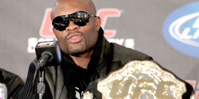 LAS VEGAS - FEBRUARY 02: UFC Middleweight Champion Anderson Silva at the UFC 126 pre-fight press conference at the Mandalay Bay Resort and Casino on February 2, 2011 in Las Vegas, Nevada. (Photo by Josh Hedges/Zuffa LLC/Zuffa LLC via Getty Images) *** Local Caption *** Anderson Silva