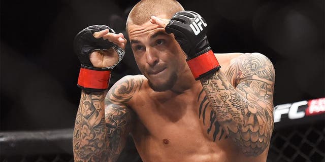 NEW ORLEANS, LA - JUNE 06: Dustin Poirier squares up against Yancy Medeiros in their lightweight bout during the UFC Fight Night event at Smoothie King Center on June 6, 2015 in New Orleans, Louisiana. (Photo by Stacy Revere/ Zuffa LLC/Zuffa LLC via Getty Images)