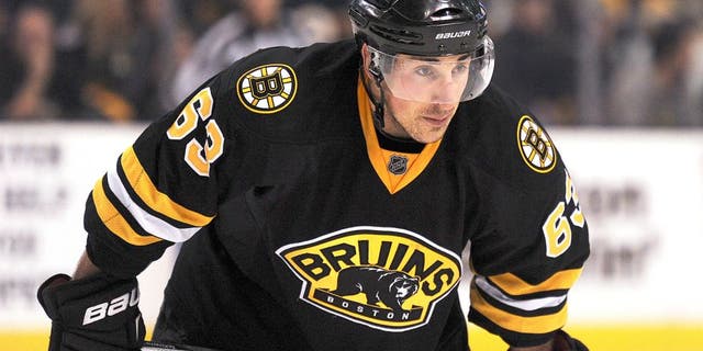 Dec 20, 2015; Boston, MA, USA; Boston Bruins left wing Brad Marchand (63) gets set for a face off during the third period against the New Jersey Devils at TD Garden. Mandatory Credit: Bob DeChiara-USA TODAY Sports