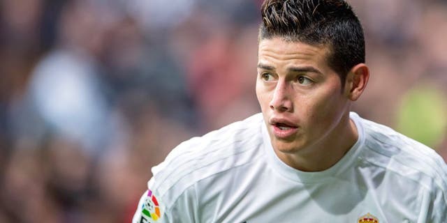 MADRID, SPAIN - DECEMBER 30: James Rodriguez of Real Madrid CF looks on during the Real Madrid CF vs Real Sociedad as part of the Liga BBVA 2015-2016 at Estadio Santiago Bernabeu on December 30, 2015 in Madrid, Spain. (Photo by Aitor Alcalde/Power Sport Images/Getty Images)
