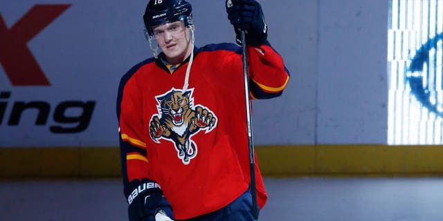 Dec 29, 2015; Sunrise, FL, USA; Florida Panthers center Aleksander Barkov is first star of the game as the Panthers defeated the Montreal Canadiens 3-1 at BB&T Center. The Panthers won 3-1. Mandatory Credit: Robert Mayer-USA TODAY Sports