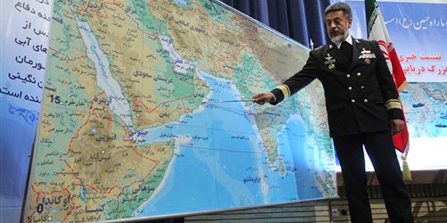 Dec. 22, 2011: Iran's navy chief Adm. Habibollah Sayyari briefs media on an upcoming naval exercise, in a press conference in Tehran, Iran.