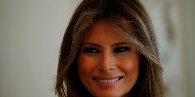 First Lady of the U.S. Melania Trump smiles during her meeting with First Lady of Poland Agata Kornhauser-Duda at the Belvedere Palace in Warsaw, Poland July 6, 2017. REUTERS/Laszlo Balogh - RTX3A8XP