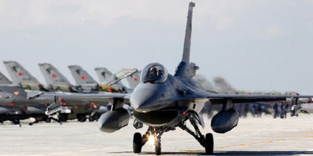 A Turkish Air Force F-16 jet fighter prepares to take off from an air base in this file photo taken in Konya.
