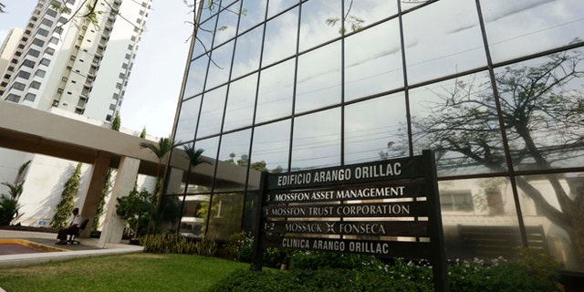 A marquee of the Arango Orillac Building lists the Mossack Fonseca law firm in Panama City, Sunday, April 3, 2016.