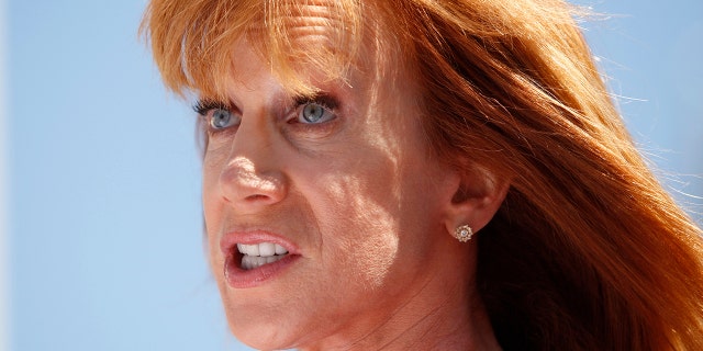 Comedian Kathy Griffin speaks at a rally in support of a repeal of the "Don't Ask, Don't Tell" policy, which prevents homosexuals from openly serving in the U.S. military, in Washington March 18, 2010.