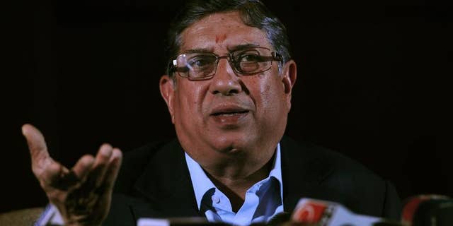 President of the Board of Control for Cricket in India (BCCI) N. Srinivasan pictured in Kolkata on May 26, 2013.
