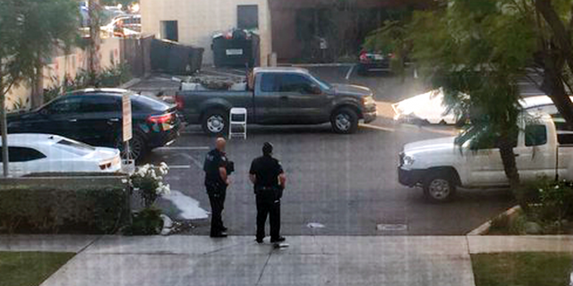 Police at the scene of an active shooting in Long Beach, Calif. Friday, Dec. 29, 2017.