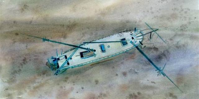 This photo of a painting by Roland Stevens shows the Canadian schooner Royal Albert.