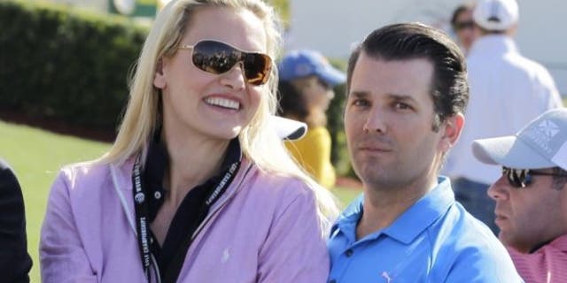 Vanessa Trump, with her husband, Donald Trump Jr., was taken to a hospital in New York City Monday after opening a letter containing white powder. (AP Photo/Luis Alvarez, File)