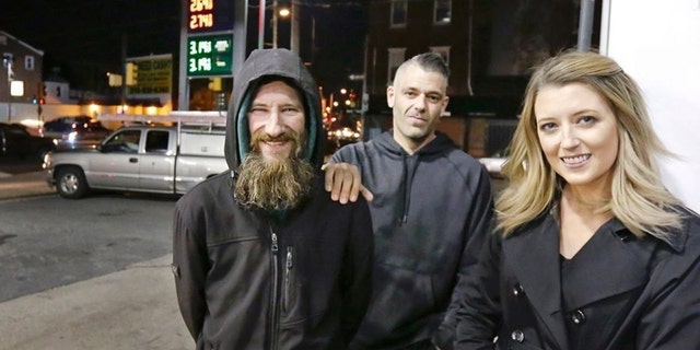 Mark D’Amico, 39, (center) was indicted on six separate charges related to the alleged 2017 scheme involving his then-girlfriend, Katelyn McClure, and homeless veteran Johnny Bobbitt (left).