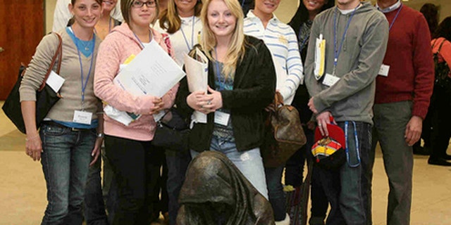 Americans still missing in Haiti include Stephanie Crispinelli, third from left; Courtney Hayes, fourth from right; Britney Gengel, third from right; and Prof. Richard Bruno, right.