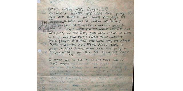 Patty Hearst kidnap letter.