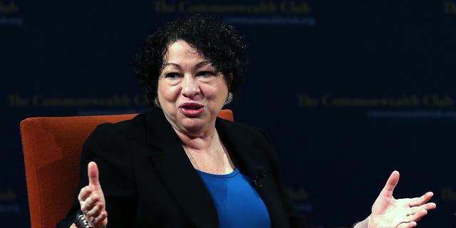 SAN FRANCISCO, CA - JANUARY 28:  US Supreme Court Associate Justice Sonia Sotomayor speaks during a Commonwealth Club event at Herbst Theatre on January 28, 2013 in San Francisco, California. Sotomayor spoke in conversation with Stanford law school dean Mary Elizabeth Magill at the Commonwealth Club as she promotes her new book "My Beloved World"  (Photo by Justin Sullivan/Getty Images)