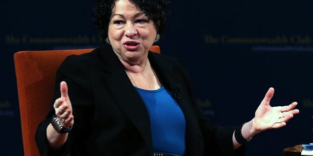 SAN FRANCISCO, CA - JANUARY 28: US Supreme Court Associate Justice Sonia Sotomayor speaks during a Commonwealth Club event at Herbst Theatre on January 28, 2013 in San Francisco, California. Sotomayor spoke in conversation with Stanford law school dean Mary Elizabeth Magill at the Commonwealth Club as she promotes her new book "My Beloved World" (Photo by Justin Sullivan/Getty Images)