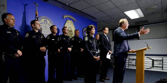 San Diego Mayor Kevin Faulconer speaks at a news conference Friday in San Diego.
