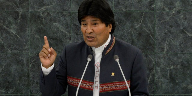 Bolivian President Evo Morales at the 68th United Nations General Assembly in September 2013 in New York City.