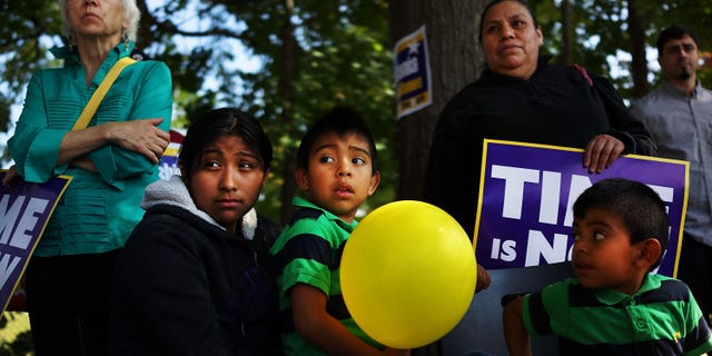 NEW HAVEN, CT - OCTOBER 05: Advocates for immigration reform gather as part of the National Day for Dignity and Respect on October 5, 2013 in New Haven, Connecticut. Attendees signed petitions, listened to speeches and celebrated the Connecticut immigrant community. About 175 marches and gatherings are expected to take place across the country on Saturday. An immigration reform bill was unveiled earlier this week by House Democrats. (Photo by Spencer Platt/Getty Images)