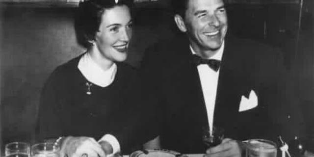 Nancy and Ronald Reagan at New York City's "Stork Club" in the 1950s.<br>