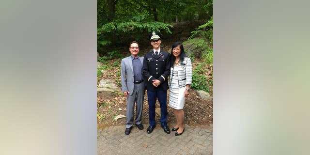 West Point graduate Alexander Kozlowski with father, Dr. Kozlowski and mother, Dr. Chao. (Alex Kozlowski)