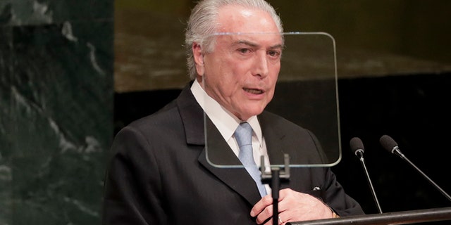 Michel Temer, President of Brazil, during the United Nations General Assembly, Tuesday, Sept. 20, 2016.