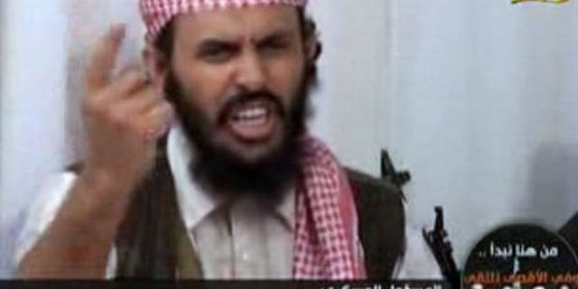 Qassim al-Raimi, military chief of Al Qaeda in the Arabian Peninsula, speaks in a video posted on Islamist Web sites. Al-Raimi was reportedly killed in an airstrike in Yemen Friday.