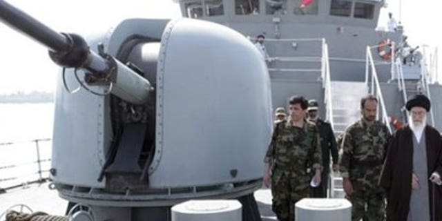 Feb. 19: A handout photo shows Iran's Supreme Leader Ayatollah Ali Khamenei visiting the country's first domestically-made destroyer Jamaran.