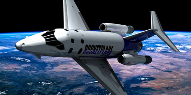 This conceptual artist rendering shows the Rocketplane XP spacecraft.
