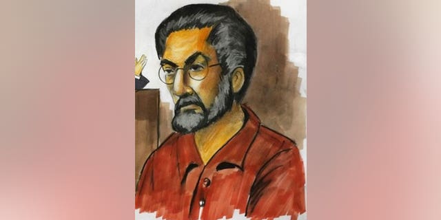 A courtroom sketch of Tahawwur Hussain Rana, charged with plotting a terrorist attack on a Danish newspaper.