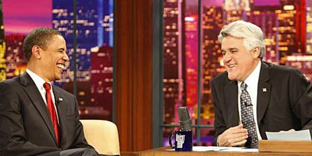 President Obama shares a laugh with Jay Leno on 'The Tonight Show'