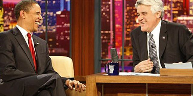 President Obama shares a laugh with Jay Leno on 'The Tonight Show'